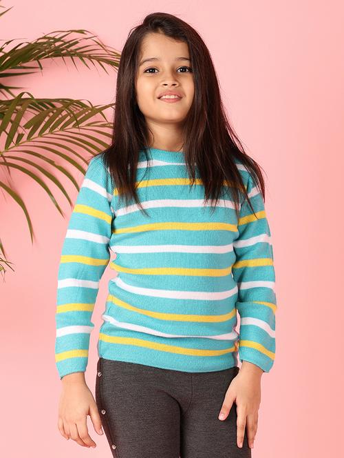 girls light blue self design sweaters - 21509476 - Very Small Image - 1