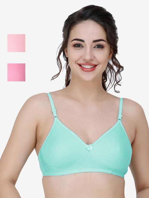 pack of 3 multi colored cotton blend t-shirt bra - 21509770 - Very Small Image - 1