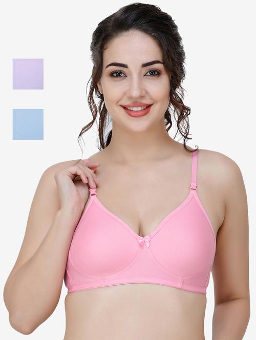 pack of 3 multi colored cotton blend t-shirt bra - 21509786 - Very Small Image - 1
