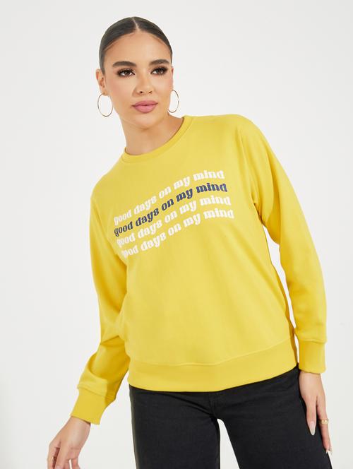 women chest print long sleeve sweatshirt - 21510631 - Very Small Image - 1