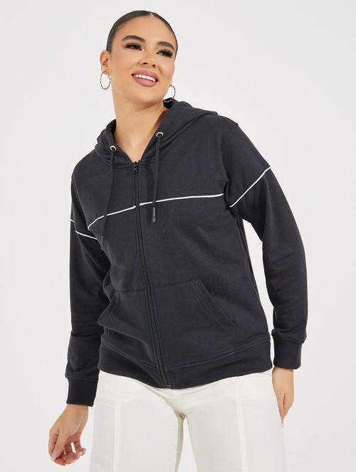 women black solid long sleeve sweatshirt - 21510639 - Very Small Image - 1