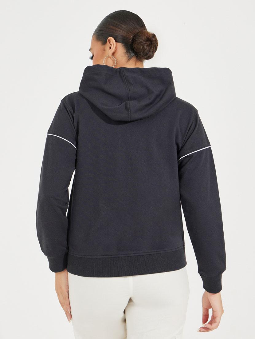 women black solid long sleeve sweatshirt - 21510639 - Standard Image - 2