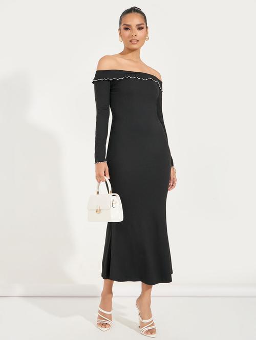 women solid off shoulder bodycon dress - 21510683 - Very Small Image - 1