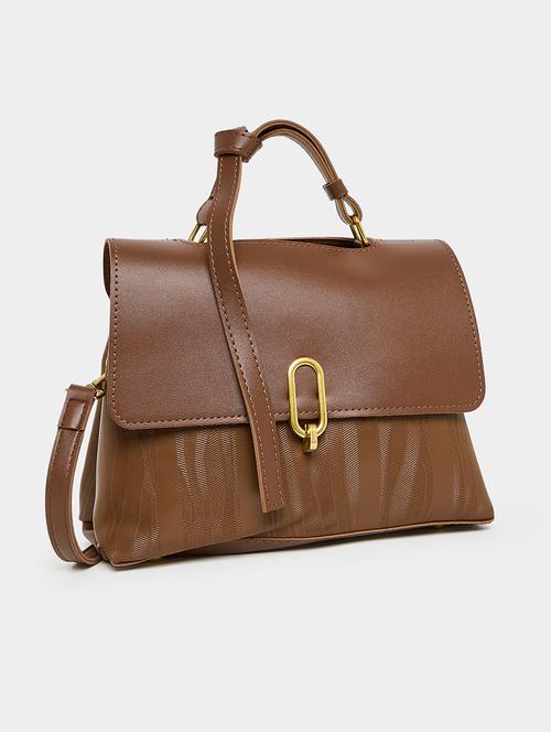 women brown textured handbag - 21510716 - Very Small Image - 1