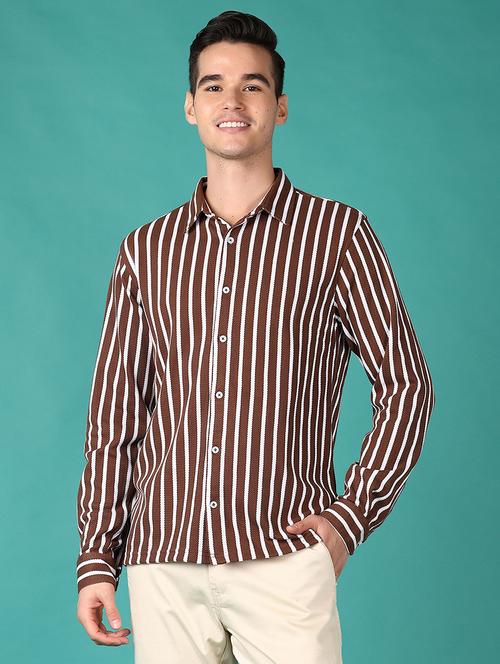 men stripes long sleeve casual shirt - 21510779 - Very Small Image - 1