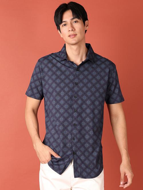 men printed short sleeve casual shirt - 21510836 - Very Small Image - 1