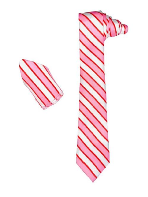 men pink stripes printed ties - 21511078 - Very Small Image - 1