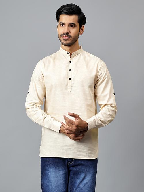 men mandarin neck solid short kurta - 21511159 - Very Small Image - 1