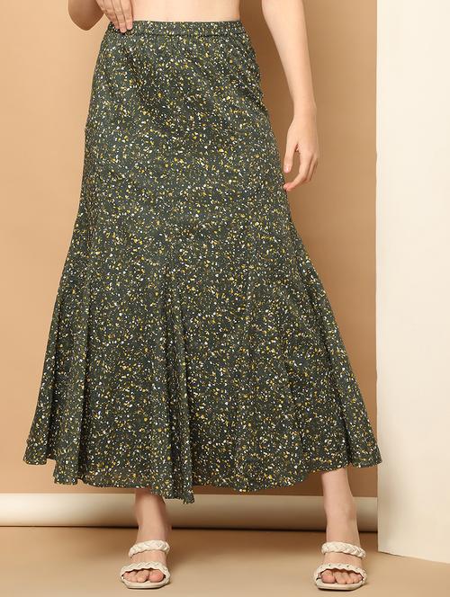 women green printed a-line skirt - 21512027 - Very Small Image - 1