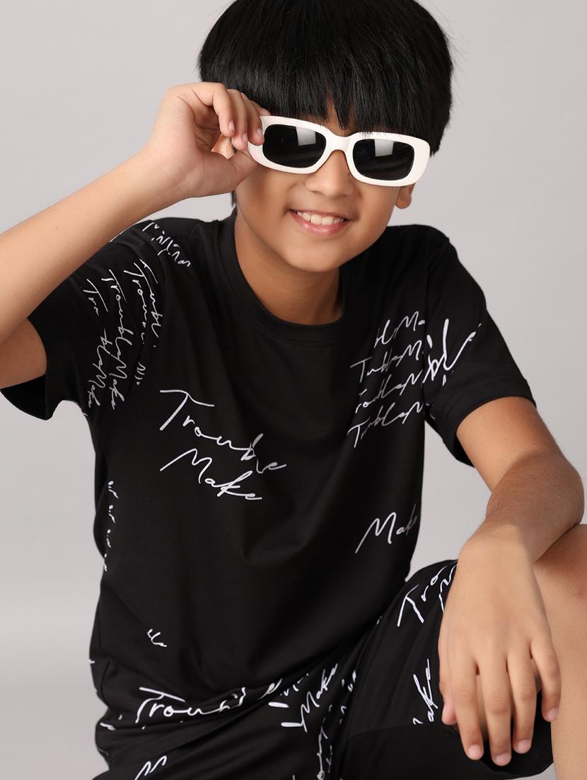 boys black printed shorts set - 21512477 - Standard Image - 3