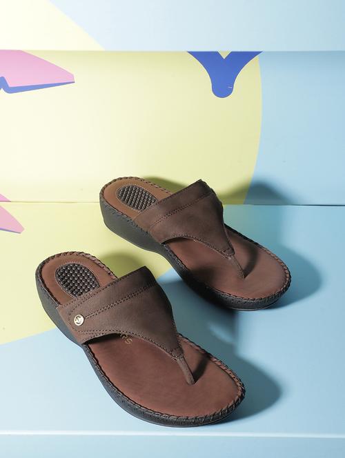 women brown slip on slippers - 21512525 - Very Small Image - 1