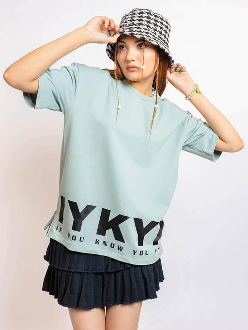 women iykyk mint oversized t-shirt - 21513103 - Very Small Image - 1
