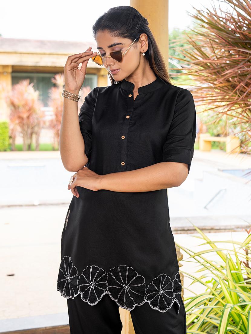 women mandarin neck embroidered co-ord set - 21513367 - Standard Image - 5