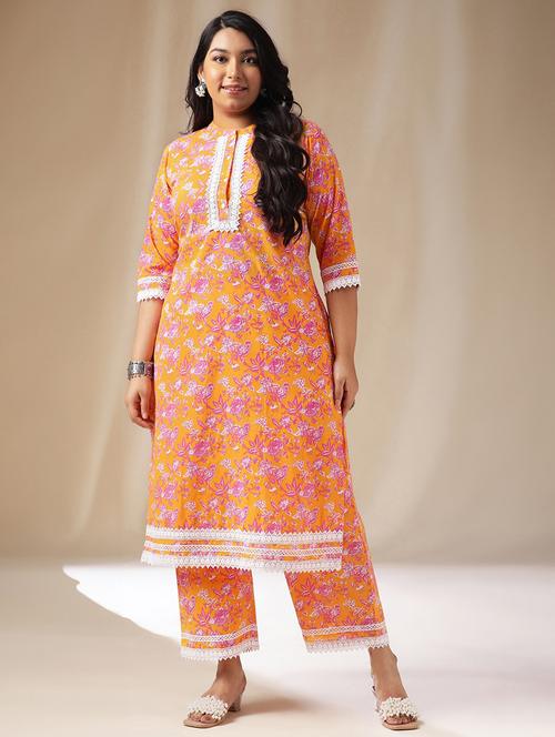 women yellow mandarin neck kurta palazzo set  - 21513880 - Very Small Image - 1