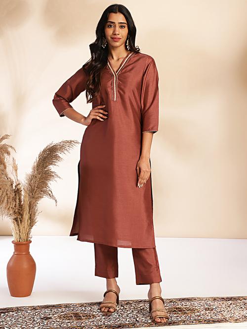 women three quarter sleeve kurta pant set - 21513898 - Very Small Image - 1