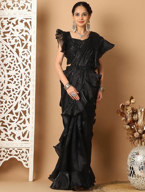 women black ready to wear saree - 21513934 - Very Small Image - 1