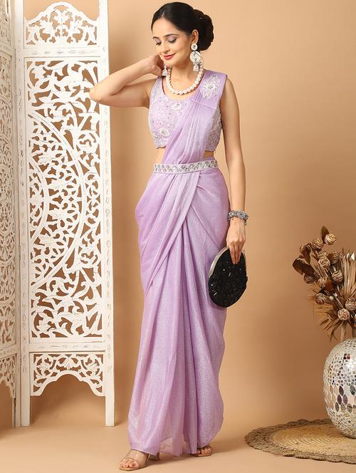 women lavender ready to wear saree - 21513958 - Very Small Image - 1
