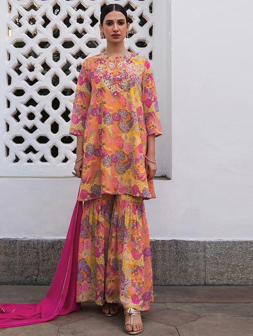 women kurta sharara set with dupatta - 21514173 - Very Small Image - 1