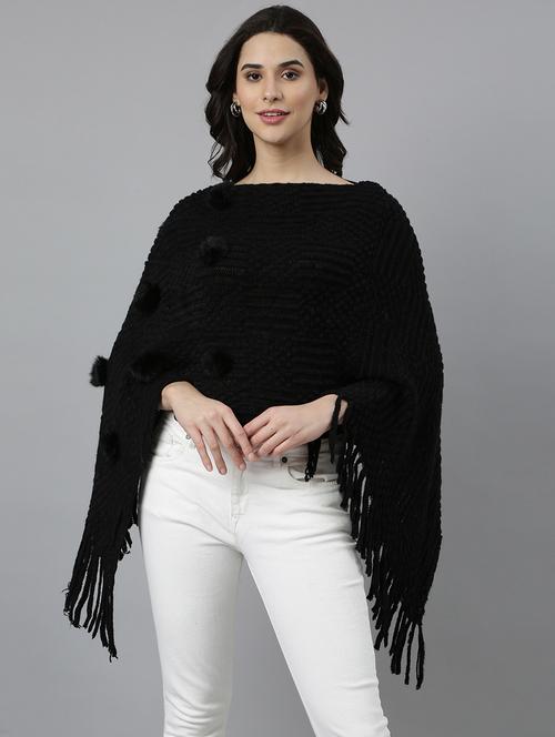 women black self design poncho - 21514471 - Very Small Image - 1