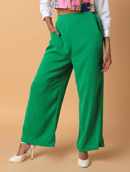 women green viscose wide leg trouser - 21514474 - Very Small Image - 1