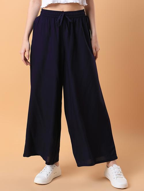 women navy blue wide leg trouser - 21514483 - Very Small Image - 1