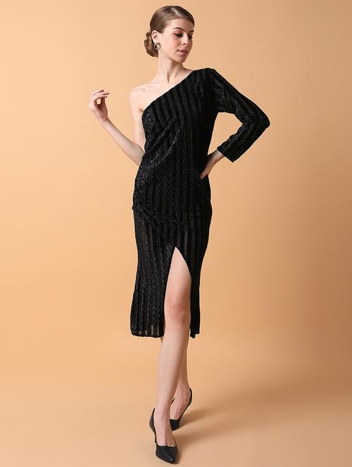 women black single shoulder neck wrap dress - 21514554 - Very Small Image - 1