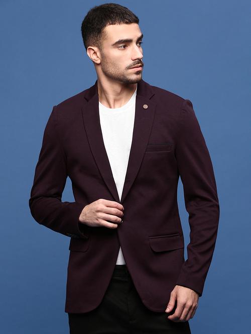 men purple solid casual blazer - 21514577 - Very Small Image - 1