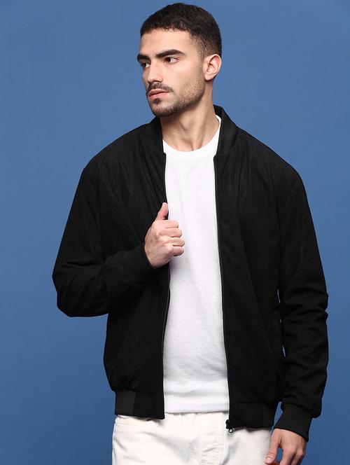 Men Black Long Sleeve Casual Jacket - 21514671 - Very Small Image - 1