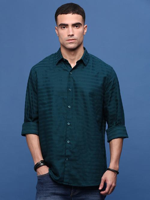 men teal self-designed casual shirt - 21514695 - Very Small Image - 1