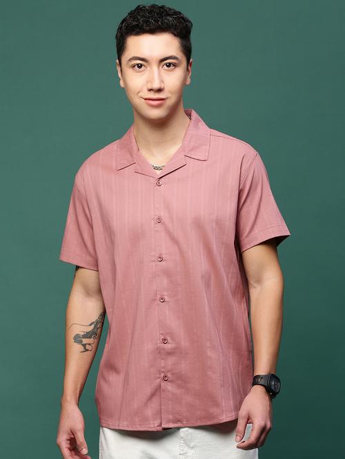 men pink cotton blend casual shirt - 21514712 - Very Small Image - 1