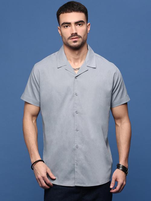 men grey cotton blend casual shirt - 21514736 - Very Small Image - 1