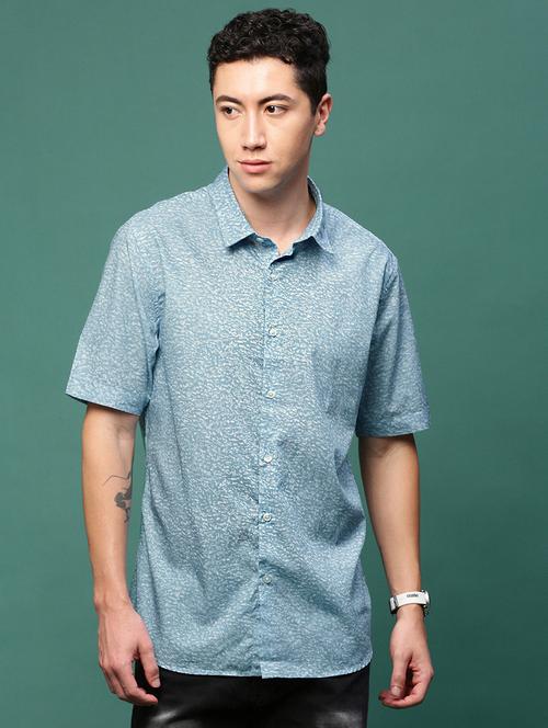 men blue micro printed casual shirt - 21514821 - Very Small Image - 1