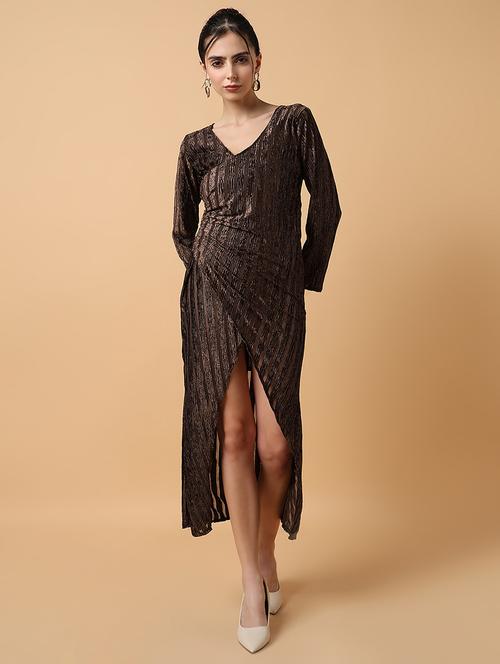 women brown self-designed wrap dress - 21514891 - Very Small Image - 1