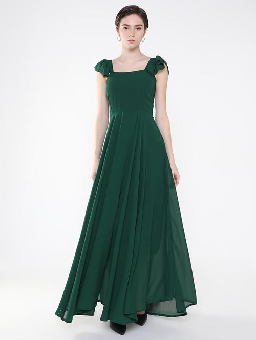 women green solid fit & flare dress - 21514902 - Very Small Image - 1