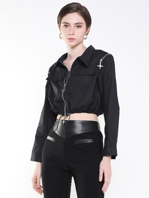 women black solid regular jacket - 21514908 - Very Small Image - 1