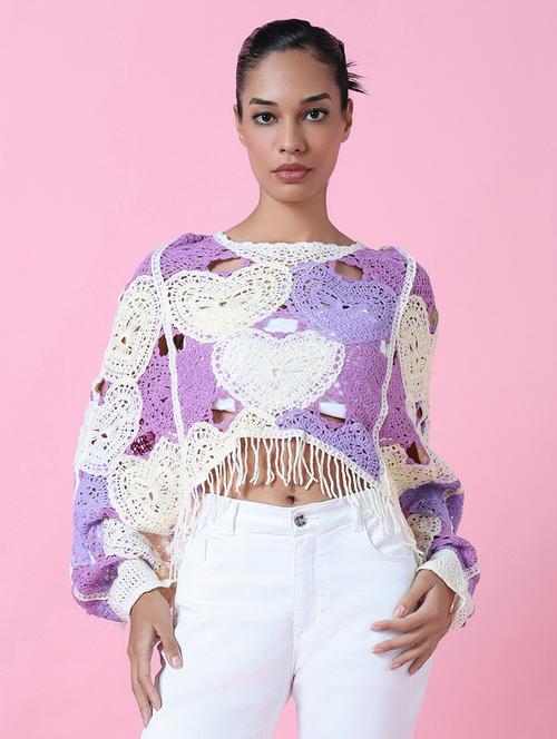 women purple self-designed crop top - 21514972 - Very Small Image - 1