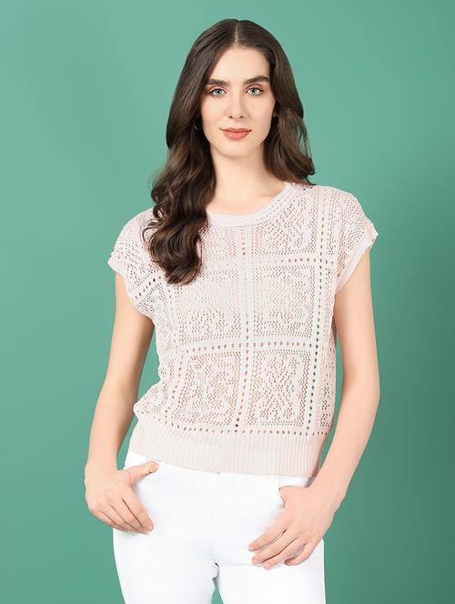 women round neck crochet regular top - 21514996 - Very Small Image - 1