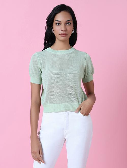 women green crochet regular top - 21515007 - Very Small Image - 1