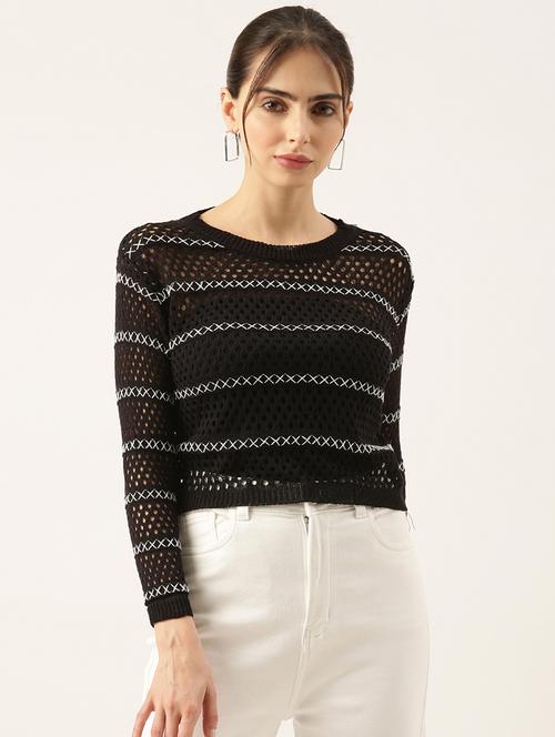 women black crochet regular top - 21515048 - Very Small Image - 1