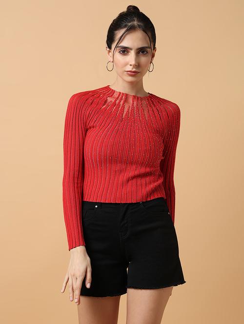 women red self-designed regular top - 21515084 - Very Small Image - 1
