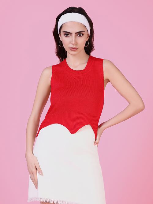 women red self-designed regular top - 21515108 - Very Small Image - 1