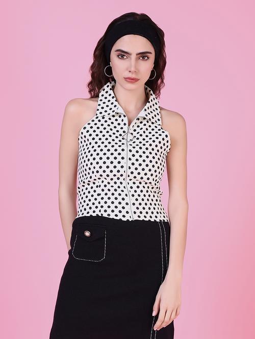 women cream polka dot regular top - 21515113 - Very Small Image - 1