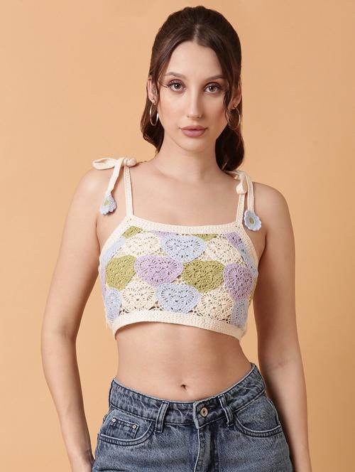 women sleeveless crochet crop top - 21515163 - Very Small Image - 1