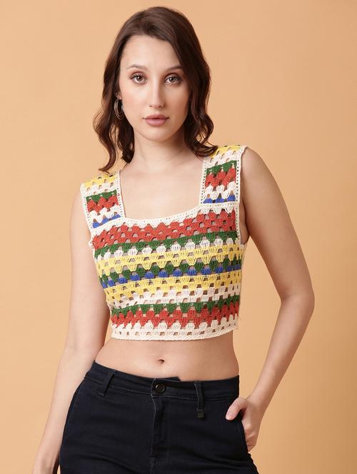 women sleeveless crochet crop top - 21515166 - Very Small Image - 1