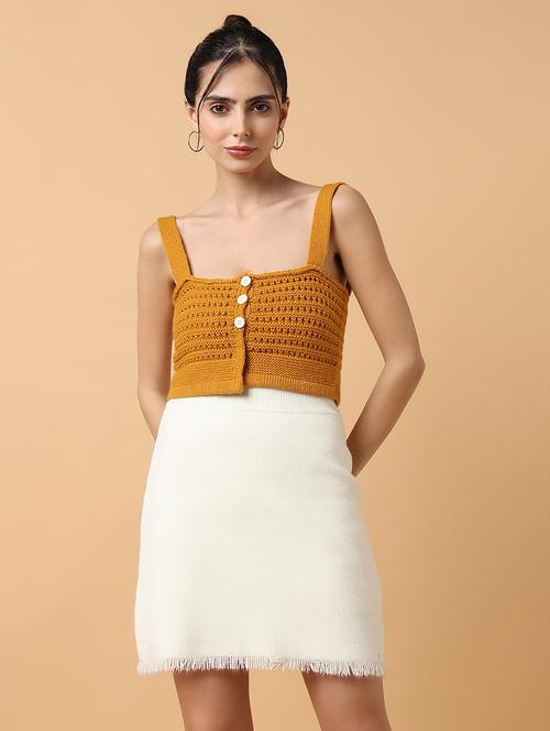 women mustard crochet crop top - 21515215 - Very Small Image - 1