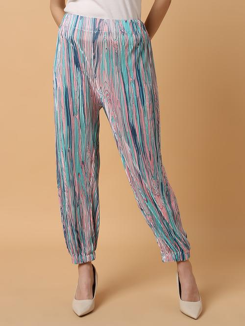 women sea green printed harem pant - 21515224 - Very Small Image - 1