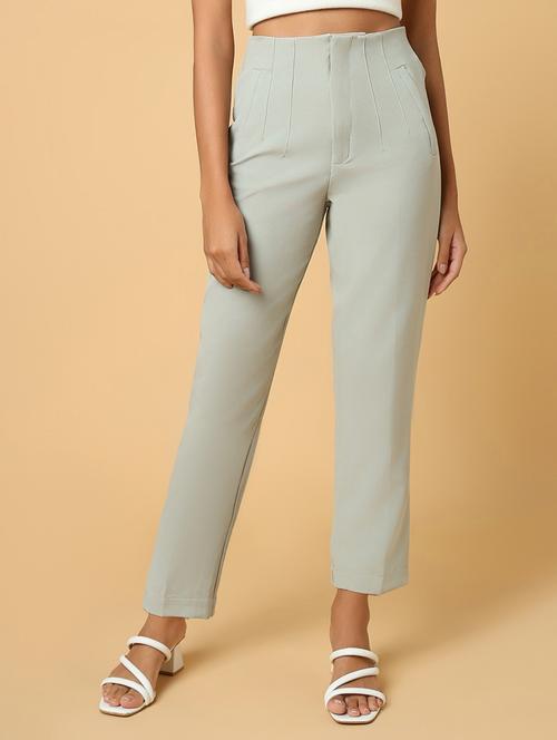 Women Sea Green Viscose Tailored Pant - 21515235 - Very Small Image - 1