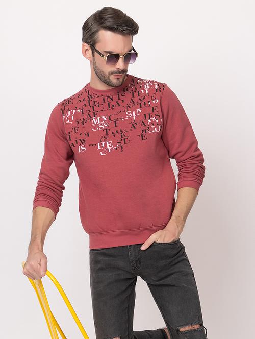 men peach cotton chest print sweatshirt - 21515321 - Very Small Image - 1