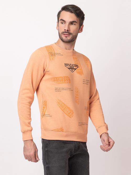 men orange cotton front print sweatshirt - 21515331 - Very Small Image - 1