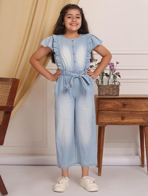 girls blue solid full length jumpsuit - 21515517 - Very Small Image - 1